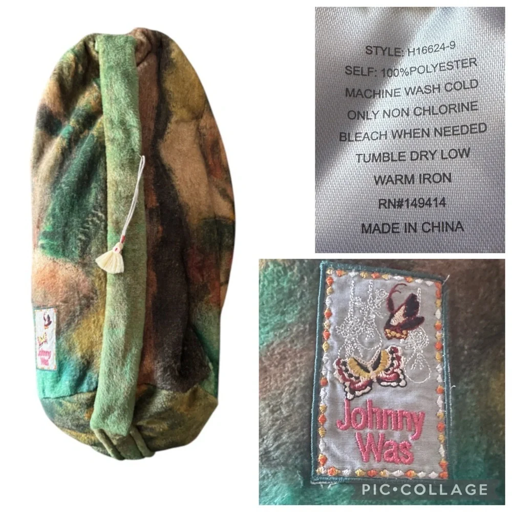 Johnny Was Laurel Canyon Degas Dancers Green Multi Velour Sling Bag Only Size OS